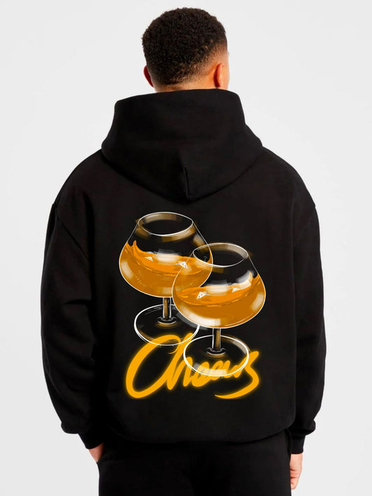 Çift Kadeh Baskılı Kapüşonlu Sweatshirt