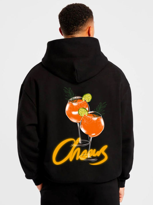 Çift Kadeh Ot Baskılı Kapüşonlu Sweatshirt
