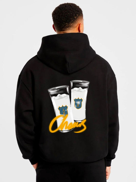 Çift Rakı Bardağı Baskılı Kapüşonlu Sweatshirt